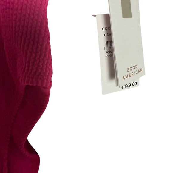 Good American Pink Glow Crinkle Square Neck One Piece Swimsuit Size L/XL - Picture 6 of 11